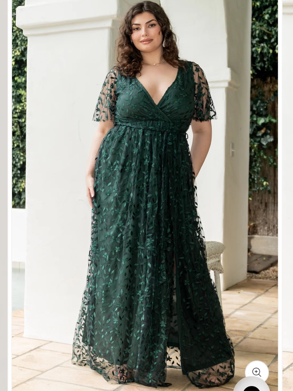 Baltic Born Forest Green V-Neck Embroidered Lace Maxi Dress size XL